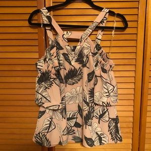 Pink floral off shoulder shirt sleeve top